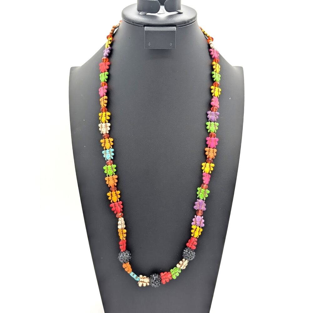 Multi-Color Turquoise Magnesite Butterfly 30" Toggle Clasp Necklace
